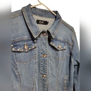 Earl Jeans rhinestone studded denim jacket size large